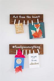 img 2 attached to 🖼️ Set of 2 Wall Mount Kids Art Display Racks with 12 Clips - Showcase Your Memories with Clothespins: Photo Collage Frame, Art Projects, Love Letters & More - Thoughtful Quotes Art Organizer made of Durable Fir Wood