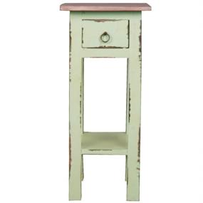 img 3 attached to 🏺 Stylish and Functional Shabby Chic Cottage End Table with Small One Drawer - Bahama with Lime Wash Top