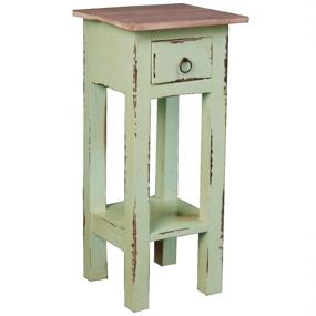 img 4 attached to 🏺 Stylish and Functional Shabby Chic Cottage End Table with Small One Drawer - Bahama with Lime Wash Top