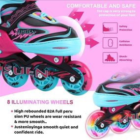 img 1 attached to 🌟 JUSUEN Adjustable Inline Skates: Light up Wheels for Kids - Indoor and Outdoor Patines Roller Blades for Girls and Boys Youth