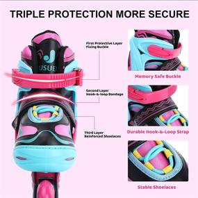 img 2 attached to 🌟 JUSUEN Adjustable Inline Skates: Light up Wheels for Kids - Indoor and Outdoor Patines Roller Blades for Girls and Boys Youth