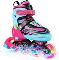 🌟 jusuen adjustable inline skates: light up wheels for kids - indoor and outdoor patines roller blades for girls and boys youth logo