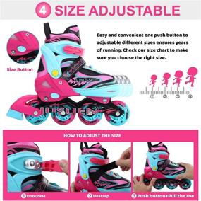 img 3 attached to 🌟 JUSUEN Adjustable Inline Skates: Light up Wheels for Kids - Indoor and Outdoor Patines Roller Blades for Girls and Boys Youth