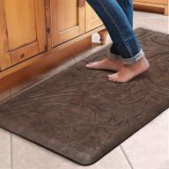 🏡 kmat cushioned anti-fatigue kitchen mat - waterproof, non-slip 20"x39" ergonomic comfort rug for home, office, sink, laundry, desk - brown logo