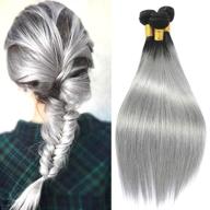 🏻 ombre straight human hair bundles 9a grade silky straight grey brazilian virgin hair 3 bundles - same day delivery - 18 18 20 inch логотип