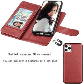 img 1 attached to 📱 Njjex Wallet Case for iPhone 11 Pro Max 2019, iPhone 11 Pro Max Case (6.5"), [9 Card Slots] PU Leather Credit Holder Folio Flip Cover with Detachable Kickstand, Magnetic Closure, Lanyard - Wine Red