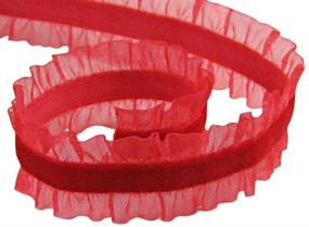 img 3 attached to 🎀 Velvet Ribbon with Double Ruffle for Gift Wrapping, Hair Clip Accessories, Crafting, Sewing, Wedding Decoration. (5yd 1/4" Red Velvet + Double Ruffle Stretch Headband Elastic Trim)