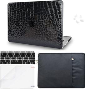 img 4 attached to 👜 Premium KECC Leather Case for MacBook Air 13" - Full Set: Keyboard Cover, Sleeve, Screen Protector, Dust Plug - Italian Black Crocodile Leather A1466/A1369