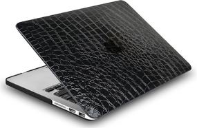 img 2 attached to 👜 Premium KECC Leather Case for MacBook Air 13" - Full Set: Keyboard Cover, Sleeve, Screen Protector, Dust Plug - Italian Black Crocodile Leather A1466/A1369