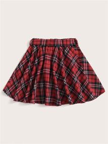 img 3 attached to 👗 Plaid High-Waisted A-Line Flared Mini Skater Skirt for Girls with Belt - SOLY HUX