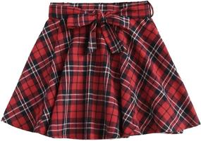 img 4 attached to 👗 Plaid High-Waisted A-Line Flared Mini Skater Skirt for Girls with Belt - SOLY HUX