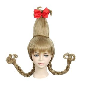 img 4 attached to 🎃 Linfairy Kids Wig: Ash Blonde Costume Cosplay Wig for Children - Perfect for Halloween!