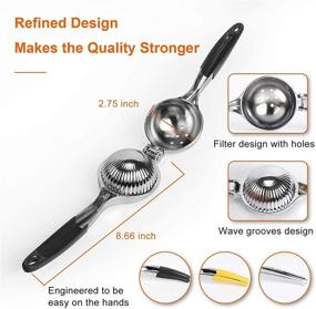 img 2 attached to 🍋 Black Lemon Squeezer & Manual Lime Handheld Squeezer - Long Handle Citrus Press, Heavy Duty Stainless Steel Hand Juicer By ZONGOOL