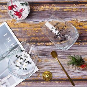 img 1 attached to 🍷 New Memories Begin: Stemless Wine Glass for Housewarming Gifts, New Home Owners, Friends, Couples - Perfect Present for Christmas, Parties, and Celebrations!