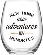 🍷 new memories begin: stemless wine glass for housewarming gifts, new home owners, friends, couples - perfect present for christmas, parties, and celebrations! logo