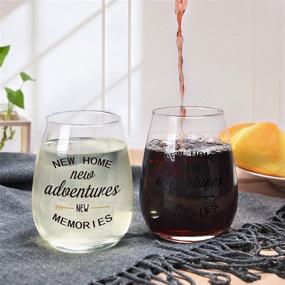 img 2 attached to 🍷 New Memories Begin: Stemless Wine Glass for Housewarming Gifts, New Home Owners, Friends, Couples - Perfect Present for Christmas, Parties, and Celebrations!