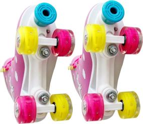 img 2 attached to 🛼 LIQU Quad Roller Skates for Girls and Women with Light Up Wheels, Indoor/Outdoor Lace-Up Fun Illuminating Roller Skate for Kids