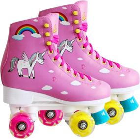 img 3 attached to 🛼 LIQU Quad Roller Skates for Girls and Women with Light Up Wheels, Indoor/Outdoor Lace-Up Fun Illuminating Roller Skate for Kids