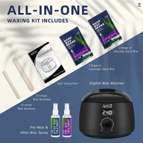 img 3 attached to Waxing Kit: Anruz Digital Wax Warmer Hair Removal Kit with Multiple Formulas Hard Wax Beads (3.5 oz. each) - Target Different Types of Hair | At-Home Waxing Kit for Bikini, Brazilian, Legs, Armpit, Face, and Full Body Waxing