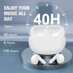 img 3 attached to 🎧 Беспроводные наушники Bluetooth с микрофоном - 40 часов воспроизведения, шумоподавление, глубокие басы - Водонепроницаемые спортивные наушники для iPhone/Android/Samsung - Воздушные беруши в ушах