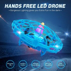 img 1 attached to 🚀 Fun and Interactive Hand Drone for Kids and Adults - Light-up Mini UFO Flying Ball Drone with Motion Sensor - Perfect for Indoor and Outdoor Play (Blue)