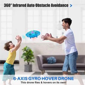 img 2 attached to 🚀 Fun and Interactive Hand Drone for Kids and Adults - Light-up Mini UFO Flying Ball Drone with Motion Sensor - Perfect for Indoor and Outdoor Play (Blue)