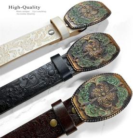 img 1 attached to Western Tooled Grain Leather Brown Men's Accessories for Belts