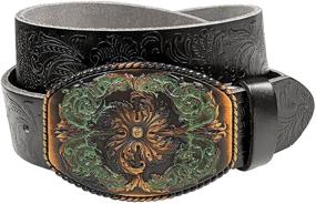 img 4 attached to Western Tooled Grain Leather Brown Men's Accessories for Belts