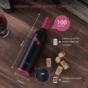 img 2 attached to 🍷 Assark 4-In-1 Electronic Wine Opener Set with Wine Saver Pump, Aerator, Foil Cutter, and USB Charging Cable - Rechargeable Automatic Corkscrew Wine Bottle Opener