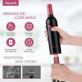 img 3 attached to 🍷 Assark 4-In-1 Electronic Wine Opener Set with Wine Saver Pump, Aerator, Foil Cutter, and USB Charging Cable - Rechargeable Automatic Corkscrew Wine Bottle Opener