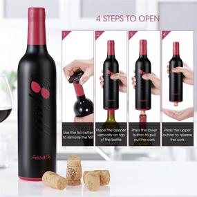 img 1 attached to 🍷 Assark 4-In-1 Electronic Wine Opener Set with Wine Saver Pump, Aerator, Foil Cutter, and USB Charging Cable - Rechargeable Automatic Corkscrew Wine Bottle Opener