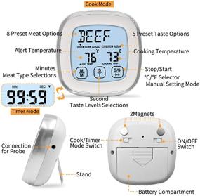 img 2 attached to 🌡️ Advanced Large LCD Touch Digital Meat Thermometer with Timer, Alarm Function - Perfect for Cooking, Smoker, Oven, Grill - Multi-Mode Settings