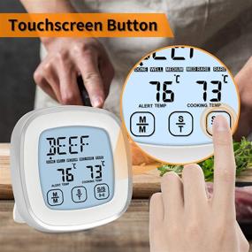 img 1 attached to 🌡️ Advanced Large LCD Touch Digital Meat Thermometer with Timer, Alarm Function - Perfect for Cooking, Smoker, Oven, Grill - Multi-Mode Settings