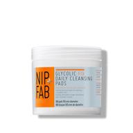 nip + fab glycolic acid fix daily cleansing for face with hyaluronic witch hazel exfoliating resurfacing aha facial cleanser 60 pads, colorless, 4 oz logo