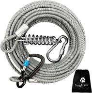 🐕 50ft heavy duty dog tie out cable for large dogs - durable dog runner cable for yard with solid aviation aluminum clips and spring for 350lbs large dogs running logo