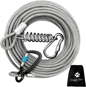 img 4 attached to 🐕 50ft Heavy Duty Dog Tie Out Cable for Large Dogs - Durable Dog Runner Cable for Yard with Solid Aviation Aluminum Clips and Spring for 350lbs Large Dogs Running