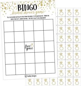 img 1 attached to 🎉 25 Vintage Gold Bridal Shower and Bachelorette Party Bingo Game Cards - Bulk Blank Squares, Perfect Gift Ideas, Funny Supplies for Bride and Couple, Including 25 Wedding Ring Bingo Chip Markers