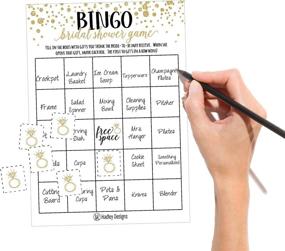 img 3 attached to 🎉 25 Vintage Gold Bridal Shower and Bachelorette Party Bingo Game Cards - Bulk Blank Squares, Perfect Gift Ideas, Funny Supplies for Bride and Couple, Including 25 Wedding Ring Bingo Chip Markers