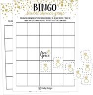 🎉 25 vintage gold bridal shower and bachelorette party bingo game cards - bulk blank squares, perfect gift ideas, funny supplies for bride and couple, including 25 wedding ring bingo chip markers logo