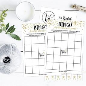 img 2 attached to 🎉 25 Vintage Gold Bridal Shower and Bachelorette Party Bingo Game Cards - Bulk Blank Squares, Perfect Gift Ideas, Funny Supplies for Bride and Couple, Including 25 Wedding Ring Bingo Chip Markers