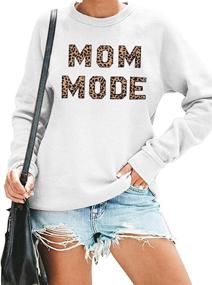 img 4 attached to 👩 Women's Pink Mom Sweatshirt - Long Sleeve Crew Neck Pullover for Mom Mode