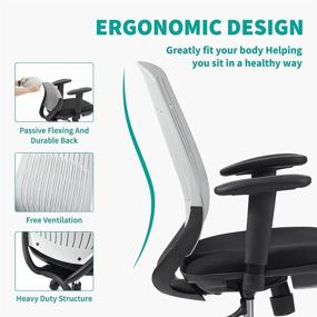 img 2 attached to 🪑 Enhance Office Comfort with Grey Ergonomic Office Chair: Lumbar Support, Adjustable Armrest, Swivel, and More!