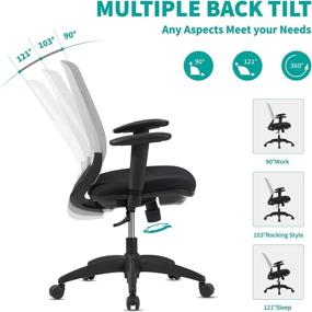 img 1 attached to 🪑 Enhance Office Comfort with Grey Ergonomic Office Chair: Lumbar Support, Adjustable Armrest, Swivel, and More!