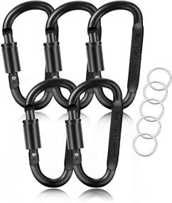 img 4 attached to 🔑 Versatile Set of 5 Aluminum Carabiner Clips and Key Rings - D Shape Design for Multipurpose Use