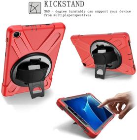 img 2 attached to 📱 Red Shockproof Protective Case for Samsung Galaxy Tab A 10.1 2019, with Handle Hand Strap, Carrying Shoulder Strap, and Rotatable Kickstand, Compatible with SM-T510/SM-T515