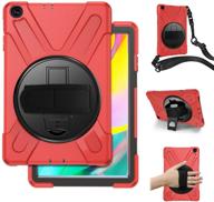 📱 red shockproof protective case for samsung galaxy tab a 10.1 2019, with handle hand strap, carrying shoulder strap, and rotatable kickstand, compatible with sm-t510/sm-t515 logo