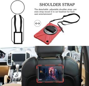 img 1 attached to 📱 Red Shockproof Protective Case for Samsung Galaxy Tab A 10.1 2019, with Handle Hand Strap, Carrying Shoulder Strap, and Rotatable Kickstand, Compatible with SM-T510/SM-T515