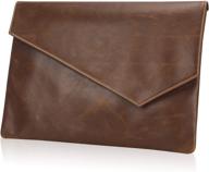 👜 vintage faux leather a4 envelope file clutch bag logo