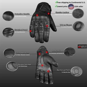 img 1 attached to Premium Leather Men's Protective Hard Knuckle Motorcycle Gloves: Gel Padded Palm, Cruiser Street Biker Gloves