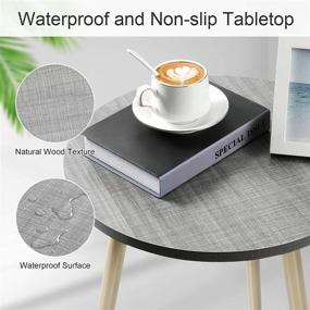 img 1 attached to Small Round Grey Wooden Haton Side Table - Versatile Nightstand Coffee Table with Tripod Stand for Living Room, Bedroom, Balcony, and Office (16.5 × 20.5 inches, Grey)